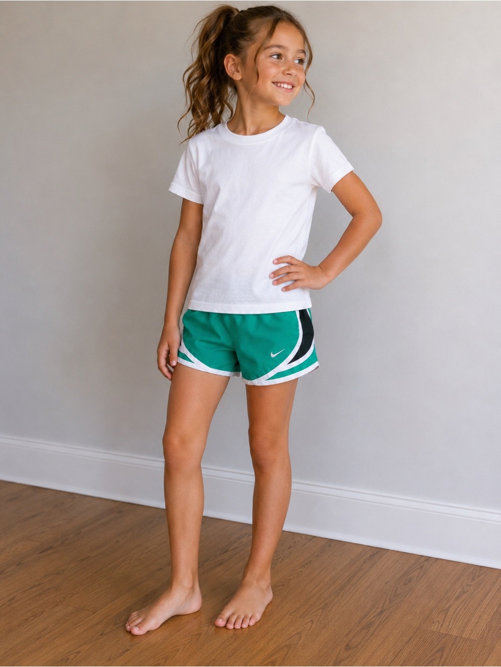 Nike Dri-FIT Green Athletic Running Shorts Girls Size Medium